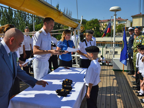 Cadet initiation solemn ceremony held on Khersones sailing ship