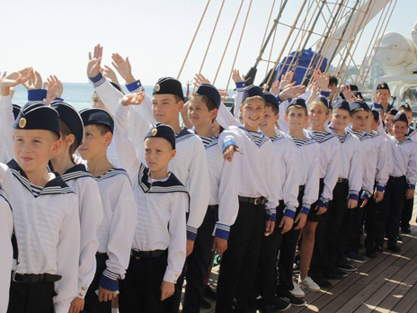 Solemn Ceremony of Letting Into Sailor Boys Held on Khersones Sailing Ship