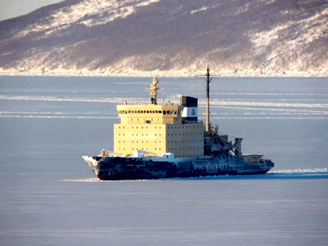 Icebreaker support of vessels starts in the seaport of Vanino and on the approaches toward it in the Tatar Strait
