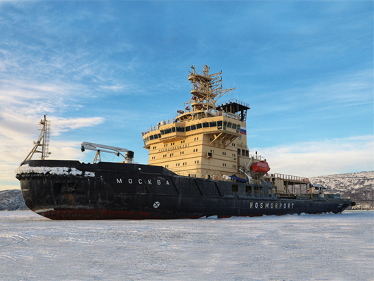 Moskva icebreaker successfully completes work on providing ice navigation in the seaport of Magadan