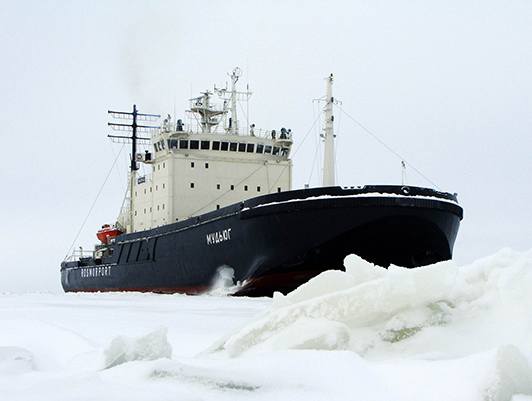 Icebreaker Mudyug started providing icebreaking assistance in the Baltic