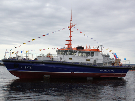 Ice-class Workboat Bata Solemnly Launched  at  Onega Shipyard