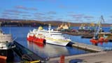The Hamburg Liner is the Last to Moor at the Distant Lines Pier in the Seaport of Murmansk in Current Navigation Period