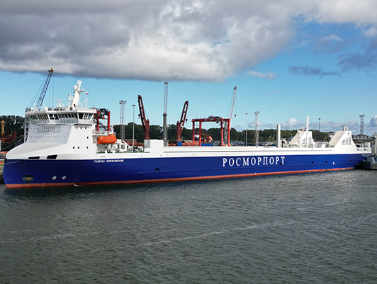 General Chernyakhovsky new dual-fuel ferry first bunkered with liquefied natural gas