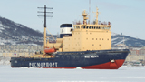 Magadan icebreaker arrives in the seaport of Magadan