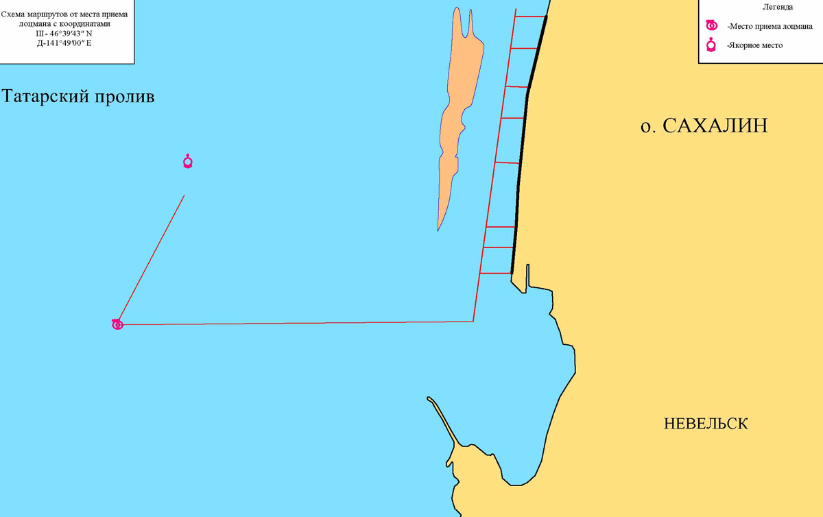 Scheme of the pilotage routes in the seaport of Nevelsk Scheme of the pilotage routes in the seaport of Nevelsk