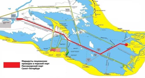 Plan of pilotage routes in the seaport of Passenger port Saint Petersburg